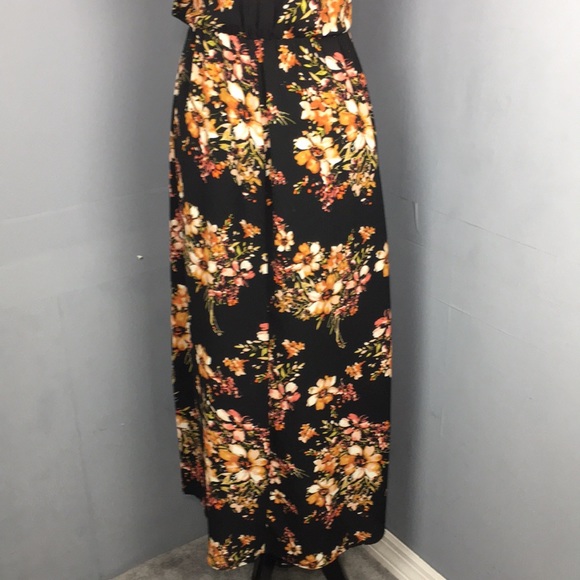 Black floral dress with side slits razor back - Picture 3 of 3